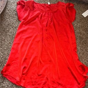 Bright Red Short-Sleeve Women's Blouse